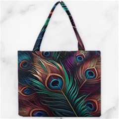 Peacock Feathers Nature Feather Pattern Mini Tote Bag by pakminggu