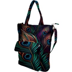 Peacock Feathers Nature Feather Pattern Shoulder Tote Bag by pakminggu