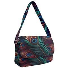 Peacock Feathers Nature Feather Pattern Courier Bag by pakminggu