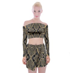 Brain Technology Data Digital Off Shoulder Top With Mini Skirt Set by pakminggu