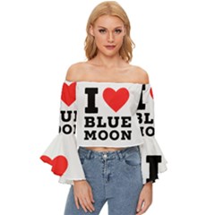 I Love Blue Moon Off Shoulder Flutter Bell Sleeve Top by ilovewhateva