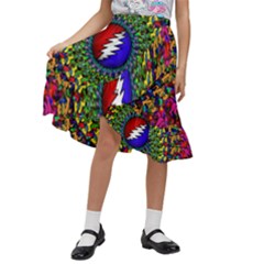 Grateful Dead Kids  Ruffle Flared Wrap Midi Skirt by Mog4mog4