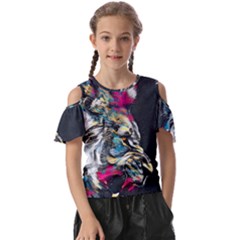 Angry Male Lion Roar Kids  Butterfly Cutout Tee by Mog4mog4