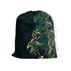 Angry Male Lion Drawstring Pouch (xl) by Mog4mog4