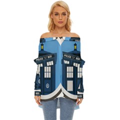 Doctor Who Tardis Off Shoulder Chiffon Pocket Shirt