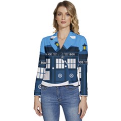 Doctor Who Tardis Women s Long Sleeve Revers Collar Cropped Jacket by Mog4mog4