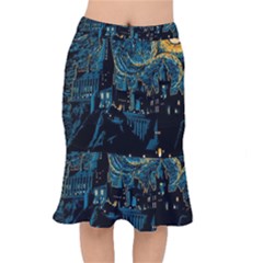 Hogwarts Castle Van Gogh Short Mermaid Skirt by Mog4mog4