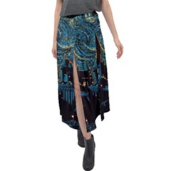 Hogwarts Castle Van Gogh Velour Split Maxi Skirt by Mog4mog4