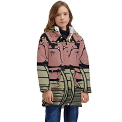 Art Dog Clip Art Kids  Hooded Longline Puffer Jacket by Mog4mog4