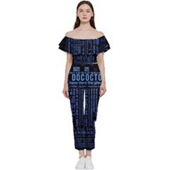 Doctor Who Tardis Off Shoulder Ruffle Top Jumpsuit by Mog4mog4