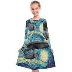 Star Starship The Starry Night Van Gogh Kids  Midi Sailor Dress by Mog4mog4