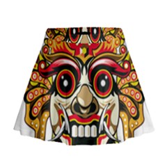 Bali Barong Mask Euclidean Vector Chiefs Face Mini Flare Skirt by Mog4mog4