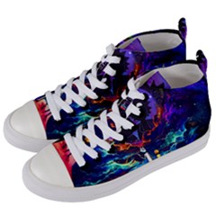 Cartoon Parody In Outer Space Women s Mid-top Canvas Sneakers by Mog4mog4