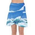 Illustration Landscape Sea Ocean Waves Beach Blue Wrap Front Skirt View1