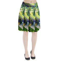 Landscape Illustration Nature Forest River Water Pleated Skirt by Mog4mog4