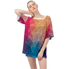 Multicolored Geometric Origami Idea Pattern Oversized Chiffon Top by Bakwanart