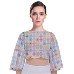 Spirals Twirls Abstract Geometric Art Pattern Tie Back Butterfly Sleeve Chiffon Top by Bakwanart