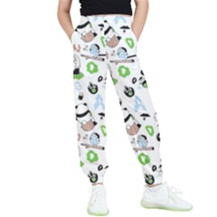 Giant Panda Bear Pattern Kids  Elastic Waist Pants by Bakwanart