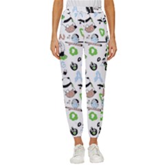 Giant Panda Bear Pattern Women s Cropped Drawstring Pants by Bakwanart