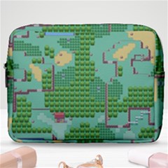 Green Retro Games Pattern Make Up Pouch (large) by Bakwanart