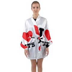 I Love Nuts Long Sleeve Satin Kimono by ilovewhateva