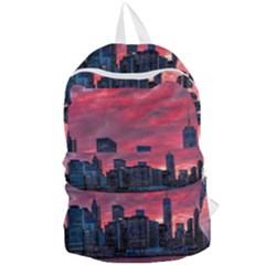 Skyline Sunset United States Reflection Usa,new York Manhattan Foldable Lightweight Backpack by Bakwanart