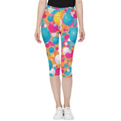 Circles Art Seamless Repeat Bright Colors Colorful Inside Out Lightweight Velour Capri Leggings  by 99art