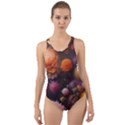 Flowers Petals Blossoms Art Flora Cut-Out Back One Piece Swimsuit View1