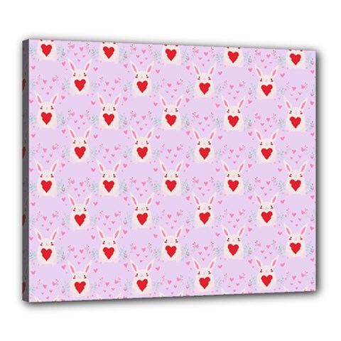 Easter Easter Bunny Hearts Seamless Tile Cute Canvas 24  X 20  (stretched) by 99art