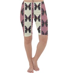 Butterflies Pink Old Ancient Texture Decorative Cropped Leggings  by 99art