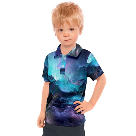 Abstract Graphics Nebula Psychedelic Space Kids  Polo Tee by 99art