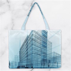 Architecture Blue Drawing Engineering City Modern Building Exterior Zipper Medium Tote Bag by 99art