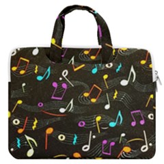 Assorted Color Musical Notes Wallpaper Fabric Macbook Pro 16  Double Pocket Laptop Bag  by 99art