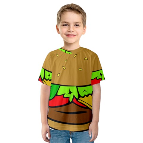 Hamburger-cheeseburger-fast-food Kids  Sport Mesh Tee by 99art