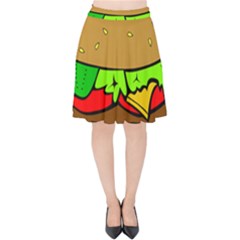 Hamburger-cheeseburger-fast-food Velvet High Waist Skirt by 99art