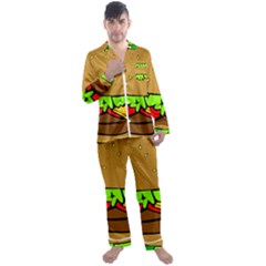 Hamburger-cheeseburger-fast-food Men s Long Sleeve Satin Pajamas Set by 99art