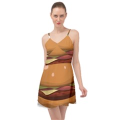 Hamburger-cheeseburger-burger-lunch Summer Time Chiffon Dress by 99art