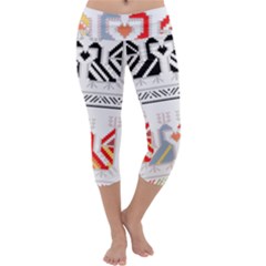 Bulgarian Folk Art Folk Art Capri Yoga Leggings by 99art