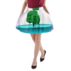 Crystal-ball-sphere-cartoon Color Background A-line Pocket Skirt by 99art