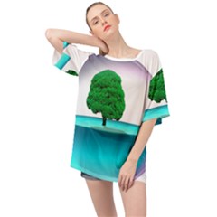 Crystal-ball-sphere-cartoon Color Background Oversized Chiffon Top by 99art