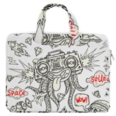 Drawing Clip Art Hand Painted Abstract Creative Space Squid Radio Macbook Pro 16  Double Pocket Laptop Bag  by 99art