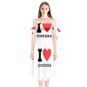 I love ginebra Shoulder Tie Bardot Midi Dress View1