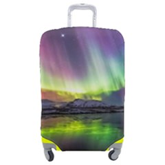 Aurora Borealis Polar Northern Lights Natural Phenomenon North Night Mountains Luggage Cover (medium) by B30l