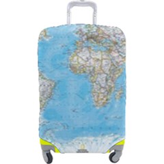 Blue White And Green World Map National Geographic Luggage Cover (large) by B30l