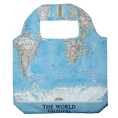 Blue White And Green World Map National Geographic Premium Foldable Grocery Recycle Bag by B30l