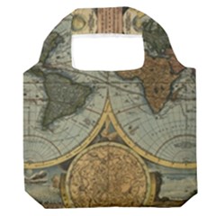 Vintage World Map Travel Geography Premium Foldable Grocery Recycle Bag by B30l