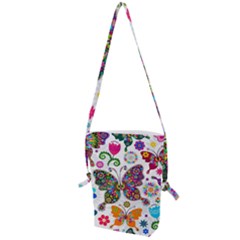 Butterflies Abstract Colorful Floral Flowers Vector Folding Shoulder Bag by B30l