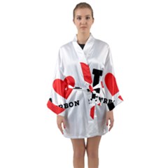 I Love Bourbon  Long Sleeve Satin Kimono by ilovewhateva