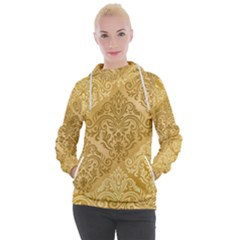 Damas Pattern Vector Texture Gold Ornament With Seamless Women s Hooded Pullover