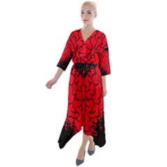 Heart Brain Mind Psychology Doubt Quarter Sleeve Wrap Front Maxi Dress by Cowasu